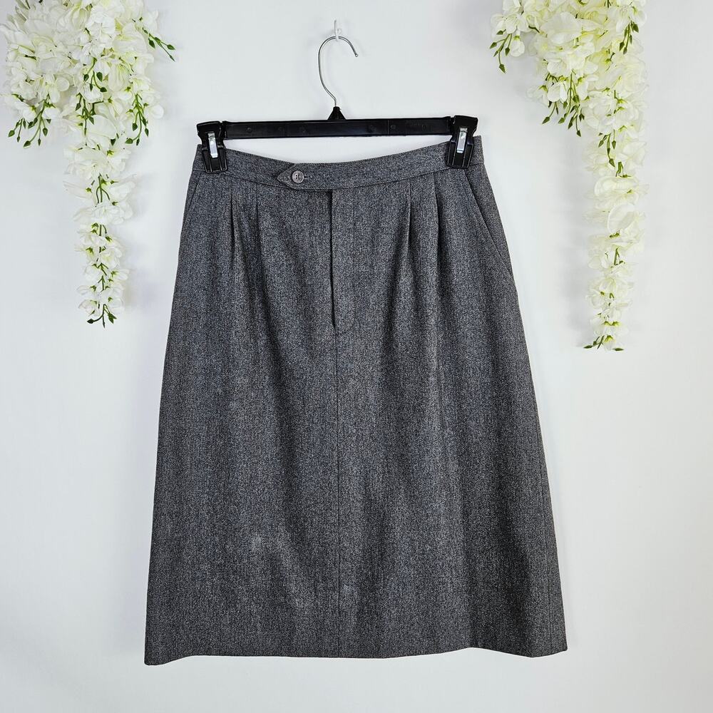 Jordache 90s Y2K Wool Blend Midi Skirt Size 12 Gray Dark Academia Career Vintage - Picture 1 of 10